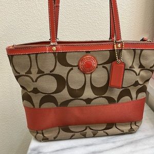 COACH Signature Canvas LeatherTrim Purse